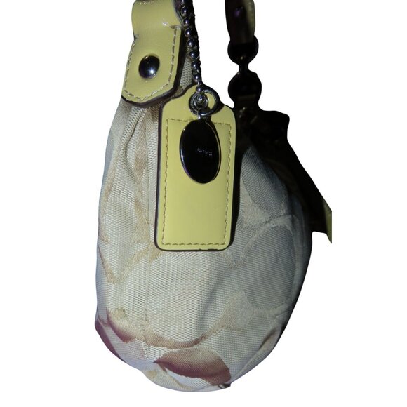 Coach 2012 Canvas & Leather Yellow Signature Demi Baguette Crossbody Hobo - Picture 4 of 11